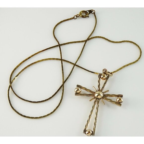 Atomic Mod Cross Pendant on Chain Necklace - Picture 4 of 4